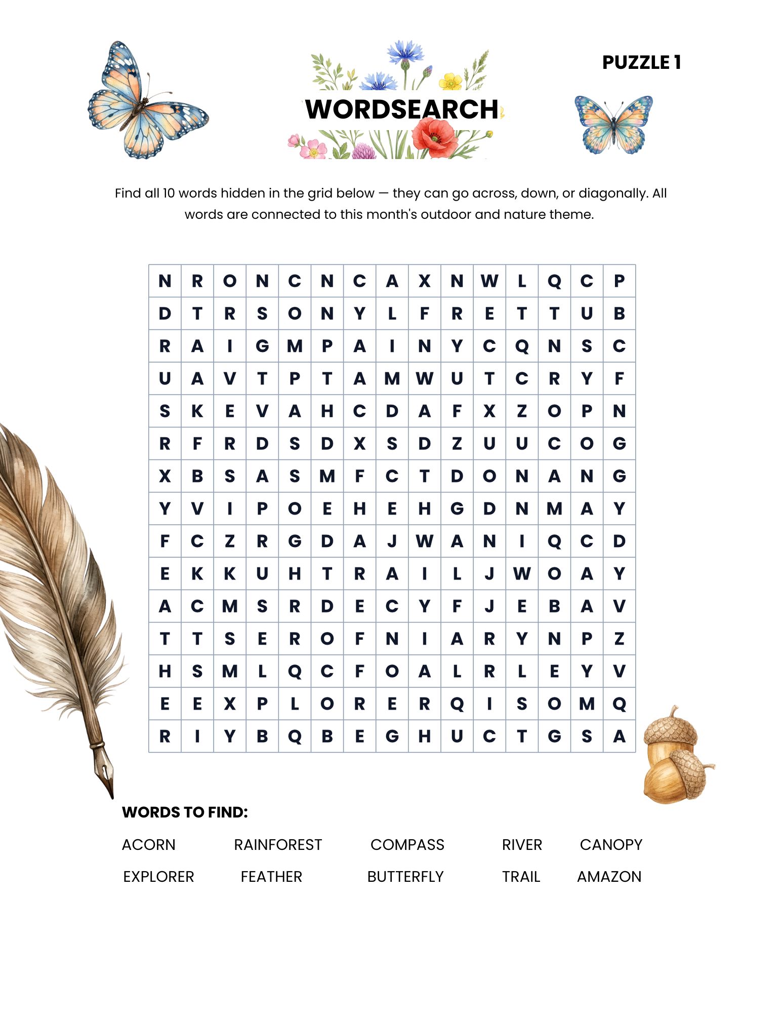 The Explorer crossword puzzle page